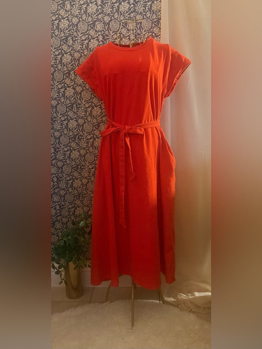 On 34th Orange Belted Midi Dress – Size L